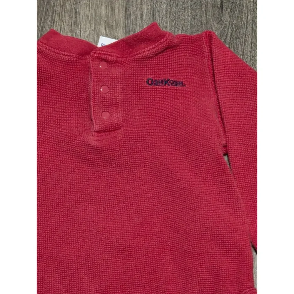Vintage Y2K Osh Kosh B'Gosh Denim Overalls and Red Theral Shirt Size 24M